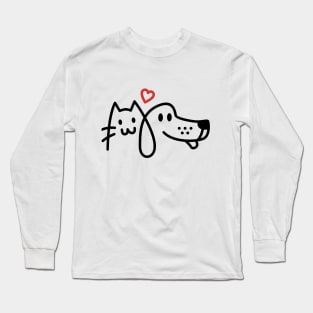 CAT AND DOG TOGETHER FRIENDS Long Sleeve T-Shirt